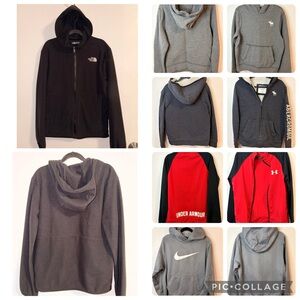 LOT of Boys M/L northface, Abercrombie , under armour, Nike hoodies/zip ups